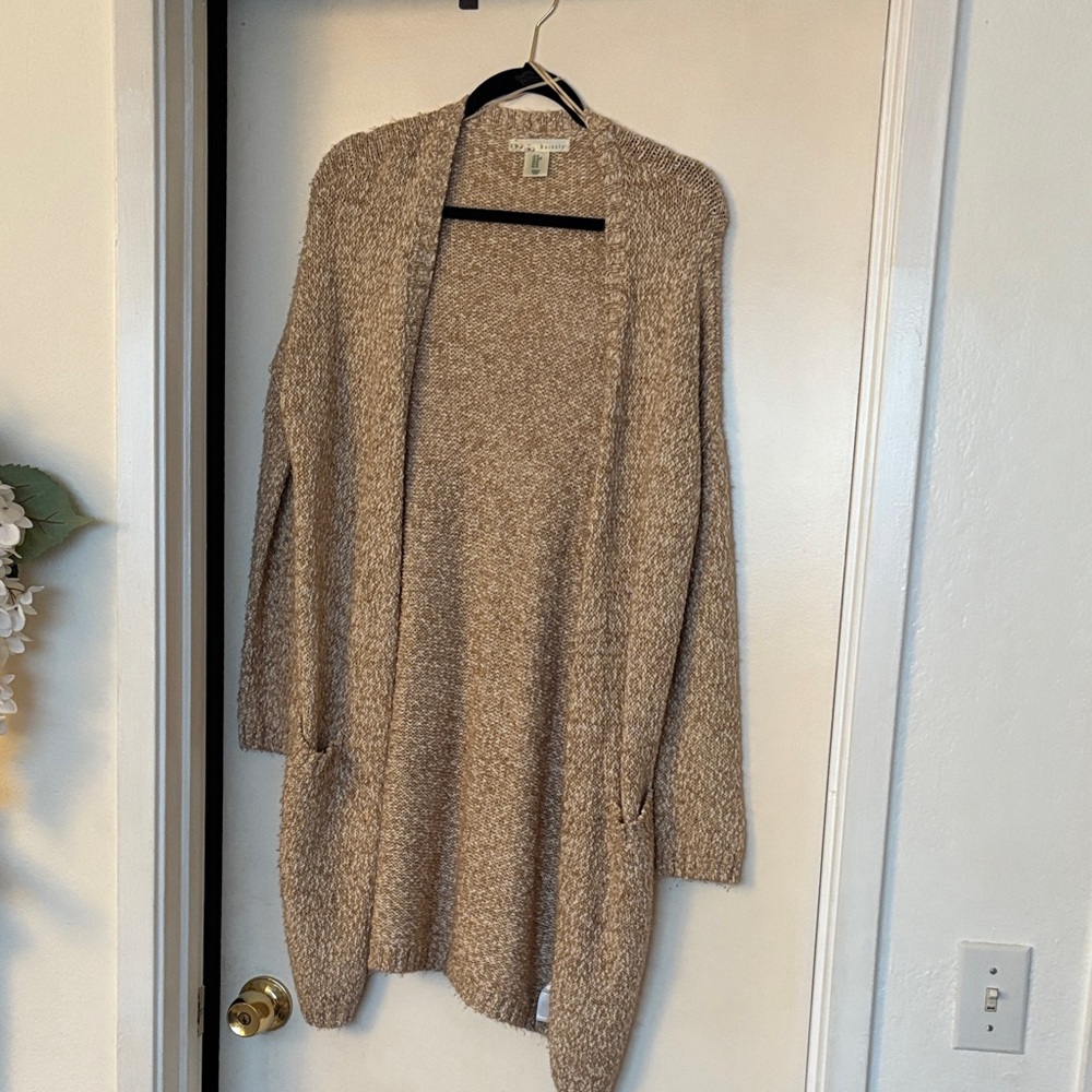 Cozy Tan Open-Front Sweater